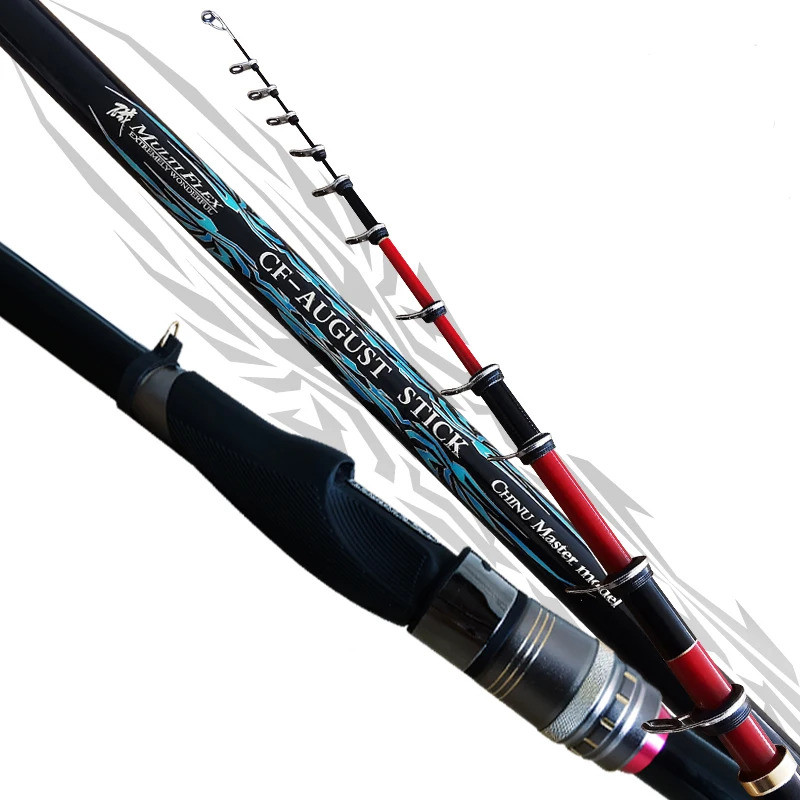 LENNOX AUGUST Rock Fishing Rod 4m5m Ultralight คาร์บอนไฟเบอร์ Telescopic Spinning Fishing Pole 400 5