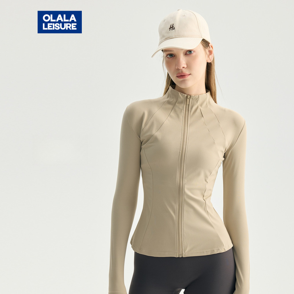 OALA Slim Fit Stand Collar.Zipper สเวทกีฬาสำหรับวิ่ง โยคะ พิลาทิส