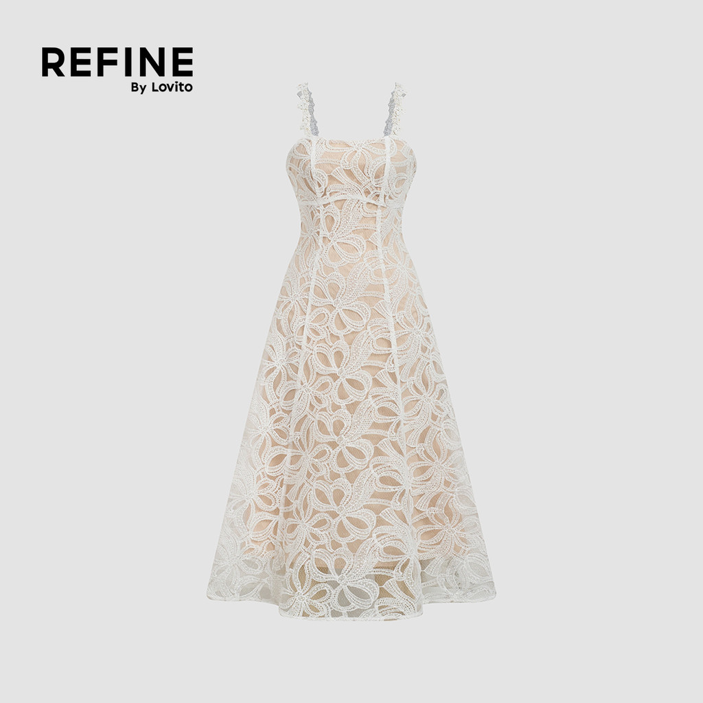 (สง่างาม)(Refine by Lovito) เดรสผู้หญิง Dress Texture สําหรับฤดูใบไม้ผลิ/ฤดูร้อน สีแอปริคอท เกาหลี อินเทรนด์ LR32A031 — صورة 6