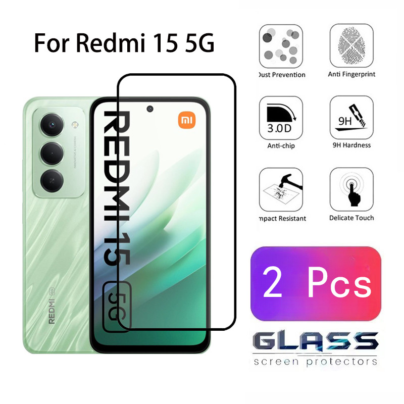 2 ชิ้น Redmi 15 กระจกนิรภัยป้องกันหน้าจอสําหรับ Xiaomi Redmi หมายเหตุ 14 13 Pro 15C 15 14C 14 13C 13 A3 A3X 4G 5G แก้วป้องกันฟิล์ม