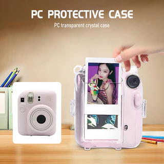 For Mini 11 Case Mini 12 ชุดเคสป้องกันกล้อง 3 in 1 ประกอบด้วย สายคล้อง เชือก สติกเกอร์ และเคสใส กันกระแทกและทนทาน