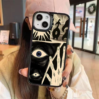 เคสอะคริลิคใสแข็งลายสัญลักษณ์ลึกลับสมัยใหม่ สำหรับ iPhone 11 12 13 14 15 16 Pro Max iPhone 13 iPhone 15 Pro Max ดีไซน์สว