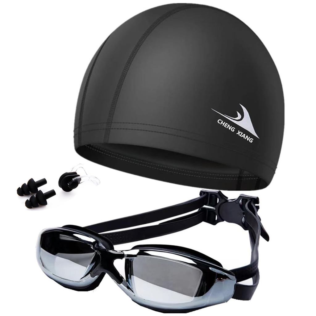 Fincy Palmoo Adult Swim Goggles – UV Protection & Anti‑Fog, Adjustable Strap, Includes Nose Bridge, 