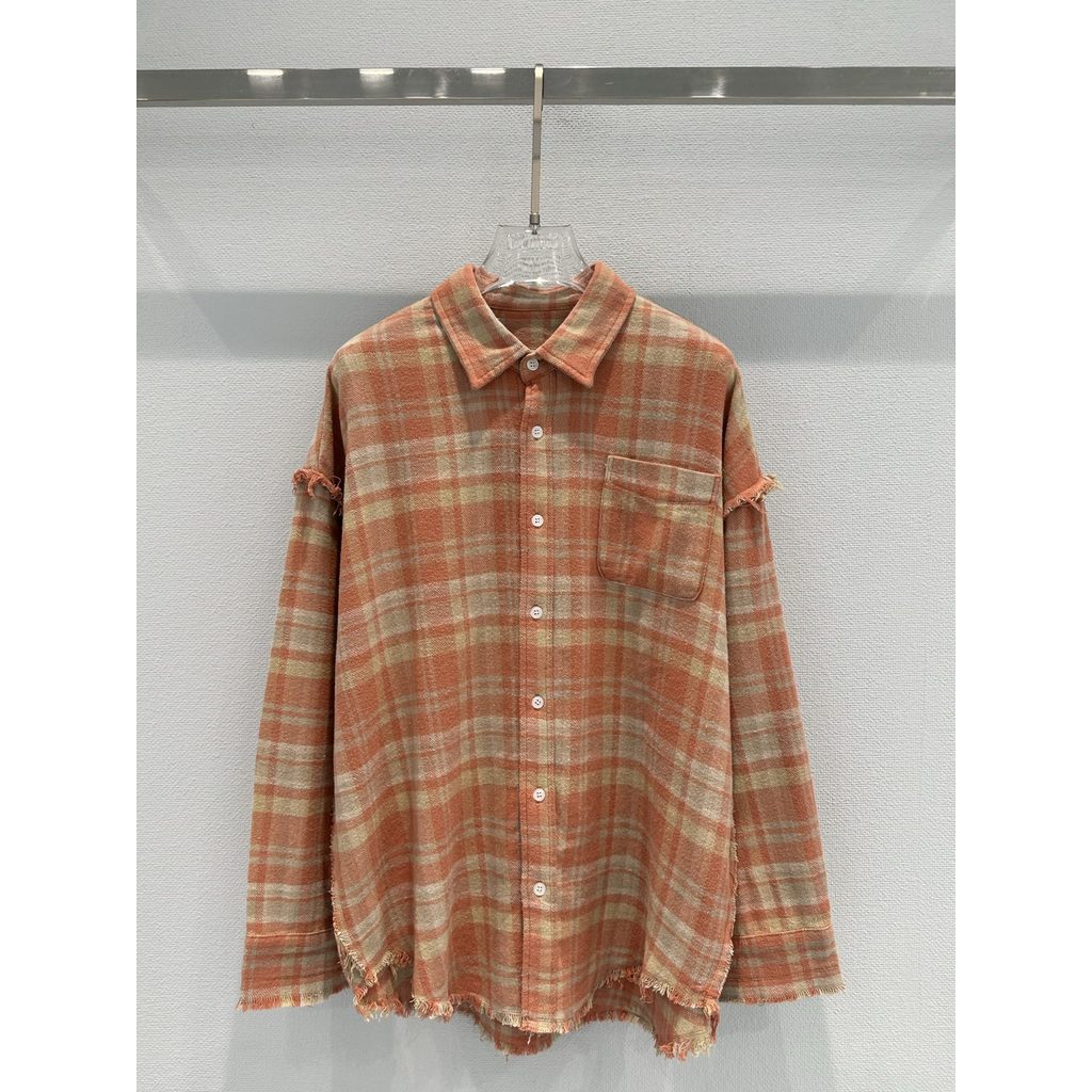O9JK R13*2026Early spring new style loose-fit distressed frayed texture shirt