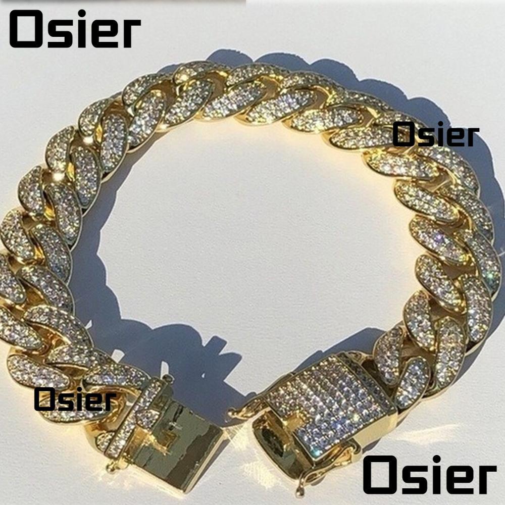 Osier1 สร้อยข้อมือ ประดับเพชร สไตล์ฮิปฮอป แฟชั่นสําหรับผู้หญิง และผู้ชาย