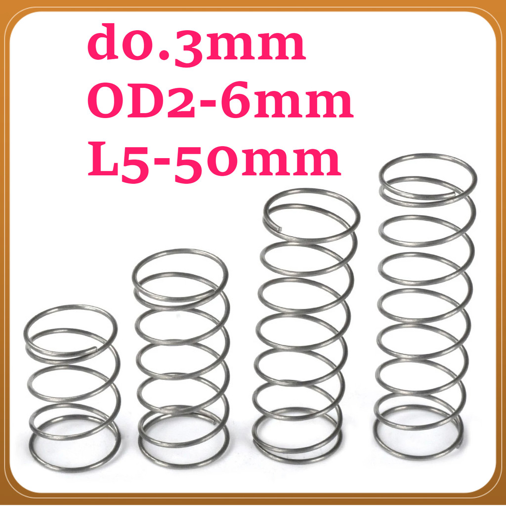 d0.3 มม. * OD2-6 มม. สแตนเลส 304 สปริงกด-สปริงดัน สปริงดัดแปลงงานต่างๆ TL-88-1