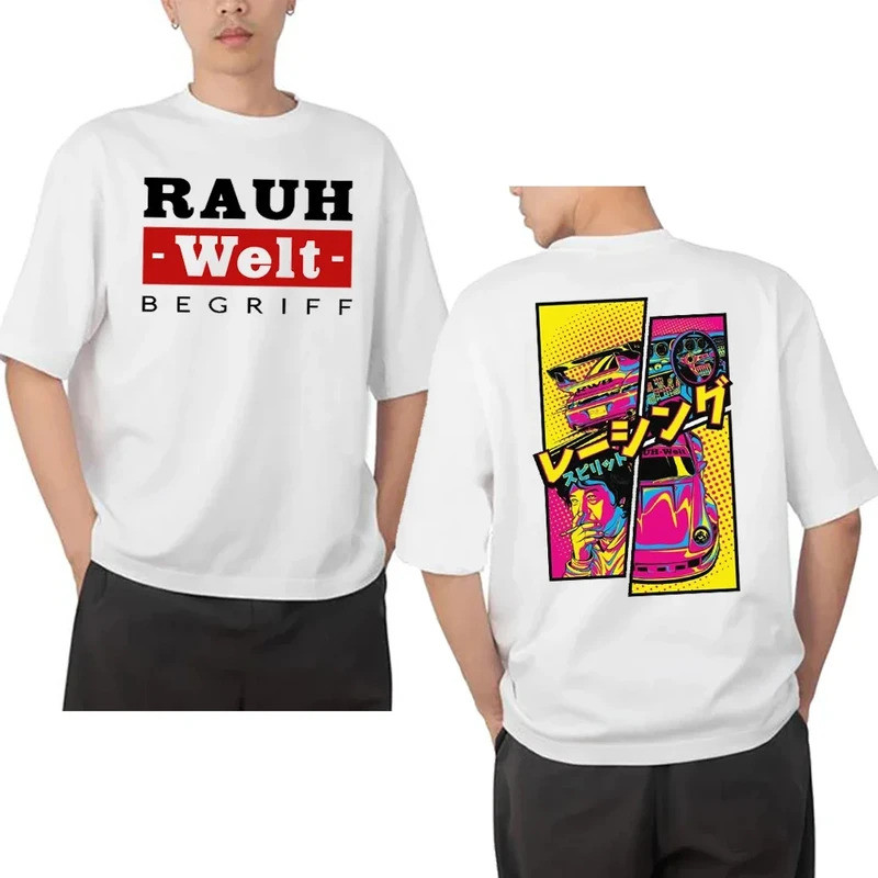 Baju-T Lelaki Baru กลับ Retro Turbo RWB 993 แขนขาสั้น Hip Hop Street Boy Kasual Harajuku ไดรฟ์กีฬารถ