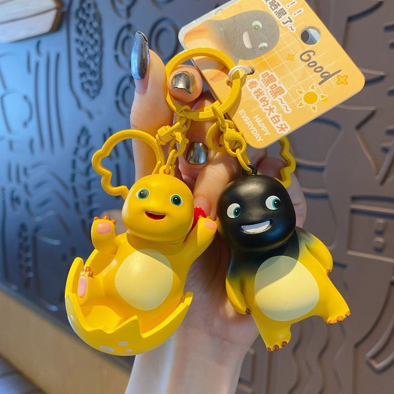 GANTUNGAN DINO KEYCHAIN YELLOW BUBBLE NAILONG DRAGON MILK KEYCHAIN