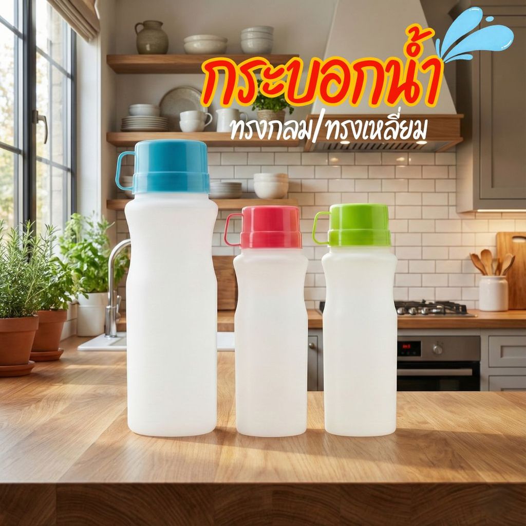 ขวดใส่น้ำ กระบอกน้ำ ขนาด 1100 ml. ขวดน้ำพลาสติกทรงกลม