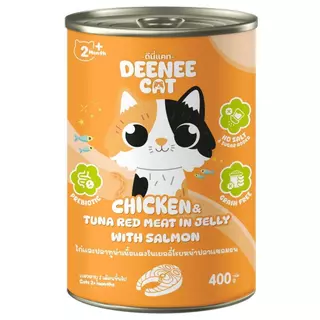 [[ 1 กระป๋อง ]] อาหารแมวกระป๋อง Deenee cat ไม่เติมเกลือ สูตรเกรนฟรี สำหรับลูกแมว 2 เดือนขึ้นไป ขนาด 400 g.