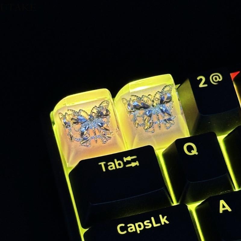 Utake เกมเรซิ่น Keycap น่ารัก Keycap DIY Handmade Keycap สําหรับเกมปุ่มกดบุคลิกภาพปุ่มกดผีเสื้อรูปร่