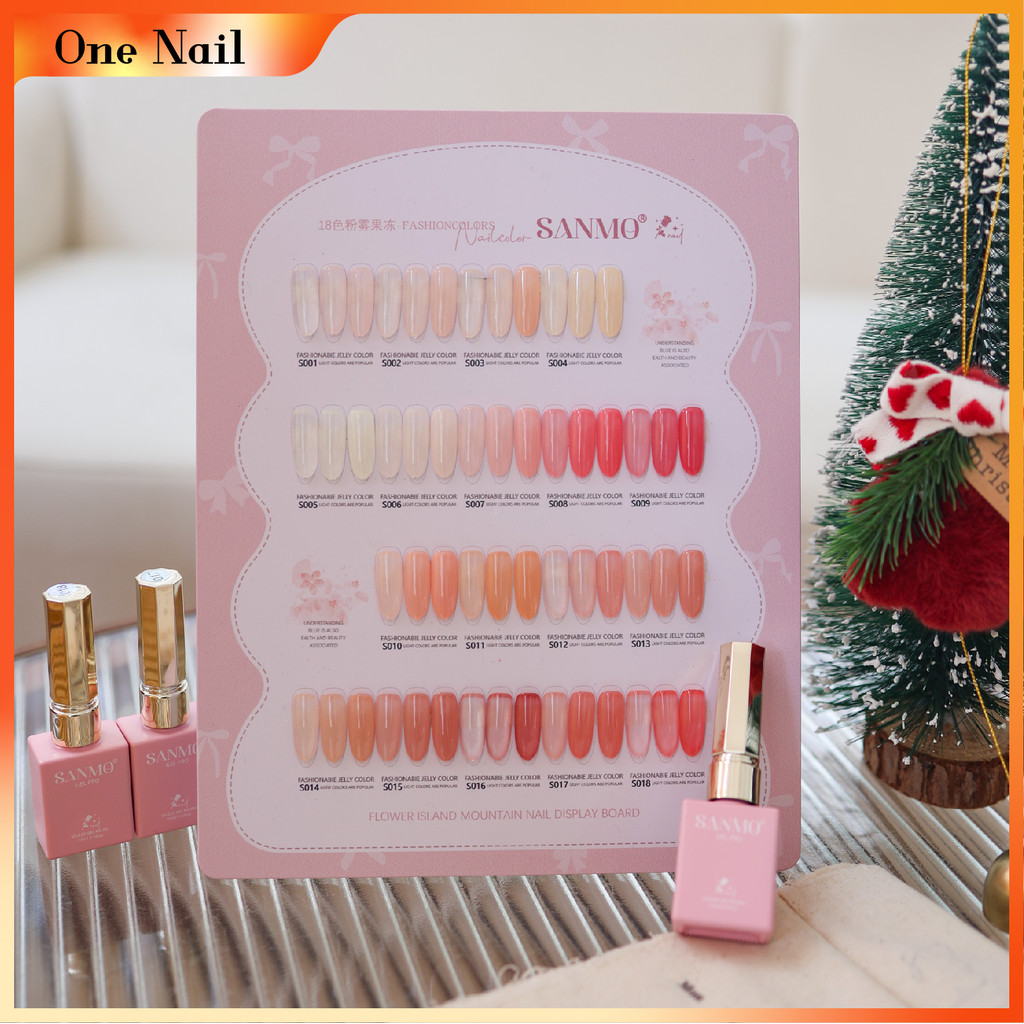 ใหม่  !✨ซาโนโมะ 🇹🇭🇹🇭 18 สี ชุดแต่งเล็บเยลลี่ (ขวดสีชมพู, กระดานสีฟรี) สีโปร่งใสน้ําแข็ง, สีโปร่งใสเจลลี่สีชมพู, สีไขมันหยก, ชุดแต่งเล็บที่จําเป็นที่ส