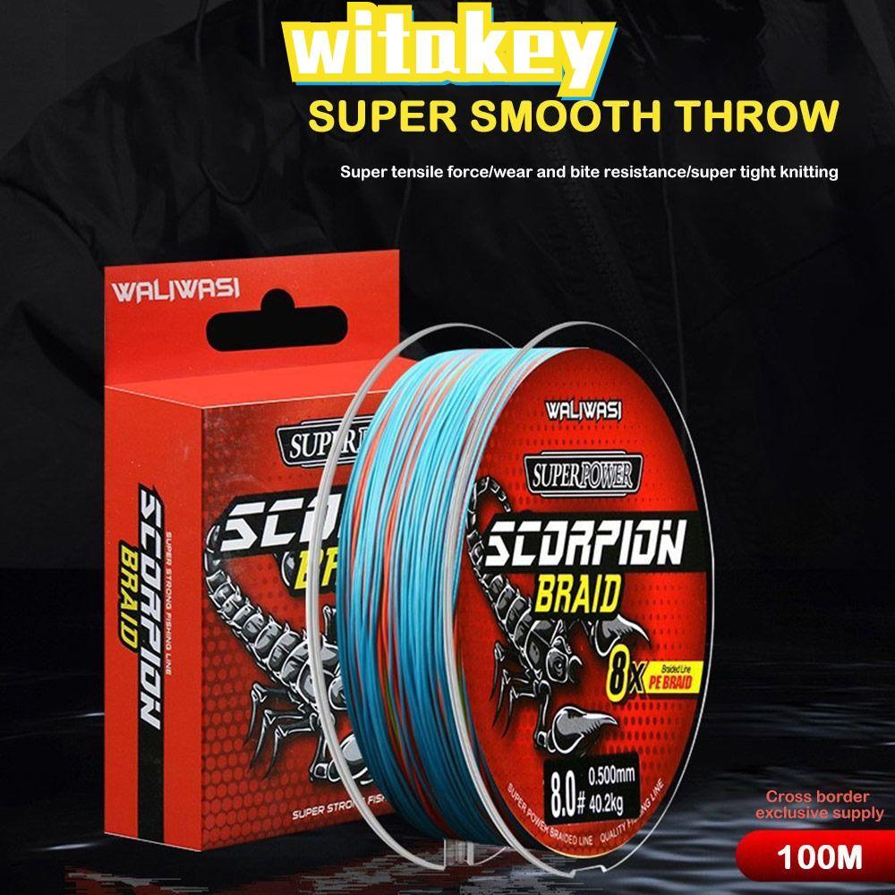 WITAKEY สายตกปลาวัสดุ High Tensile 100ม., ด้ายยืดหยุ่นสไตล์ Monofilament PE อุปกรณ์สำหรับตกปลา
