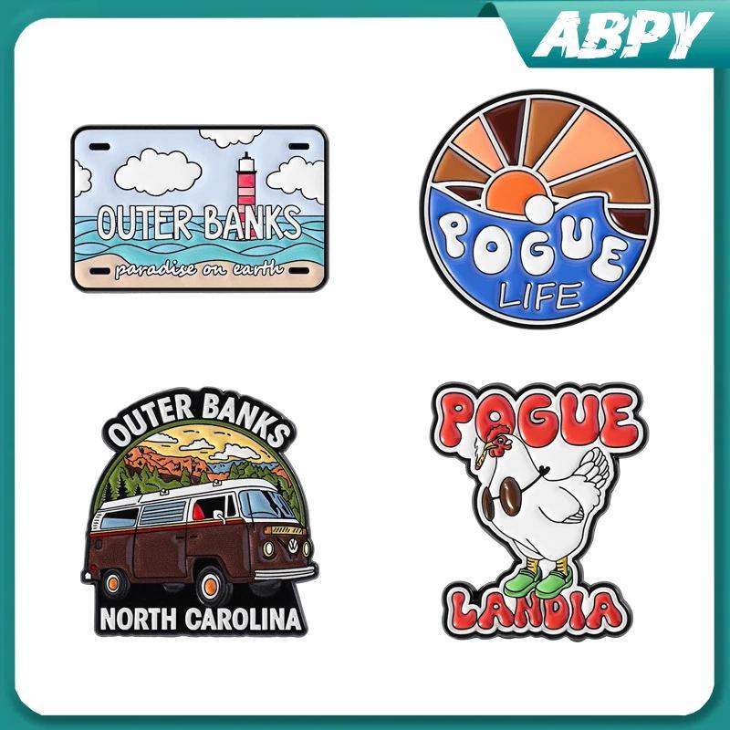 ABPY Outer Banks เคลือบ Pins Outer Banks North Carolina Coastal Travel Beach Vibes เข็มกลัดปกป้ายเคร