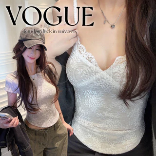Vogue🌟พร้อมส่ง🌟 ชุดเซ็ท เสื้อแขนสั้น+สายเดี่ยว ลายดอกไม้ ผ้าหนานุ่ม ใส่สบายๆ แมตได้ทุกลุค (FY10191+FY5238)