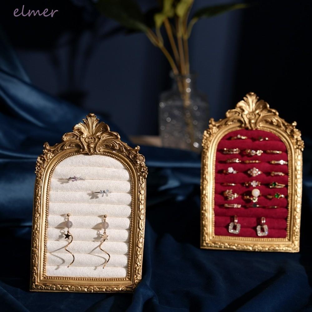 ELMER ชั้นวางเครื่องประดับ, ชั้นวางแหวนต่างหูกํามะหยี่วินเทจความจุขนาดใหญ่, ตู้โชว์ประหยัดพื้นที่ทนทานตกแต่งบ้านกรอบชั้นวางจอแสดงผล Dresser