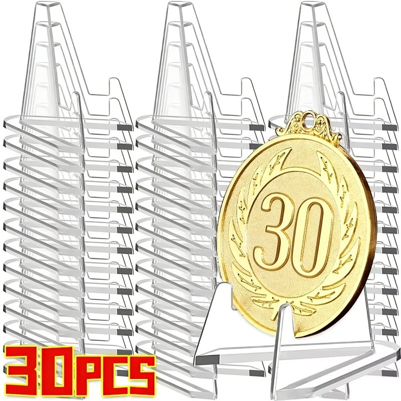 5/10/20/30ชิ้นสามเหลี่ยมสนับสนุน-อะคริลิคใสที่ระลึกเหรียญยืนแสดง-บัตรตราการจัดเก็บข้อมูลผู้ถือตกแต่งโต๊ะ
