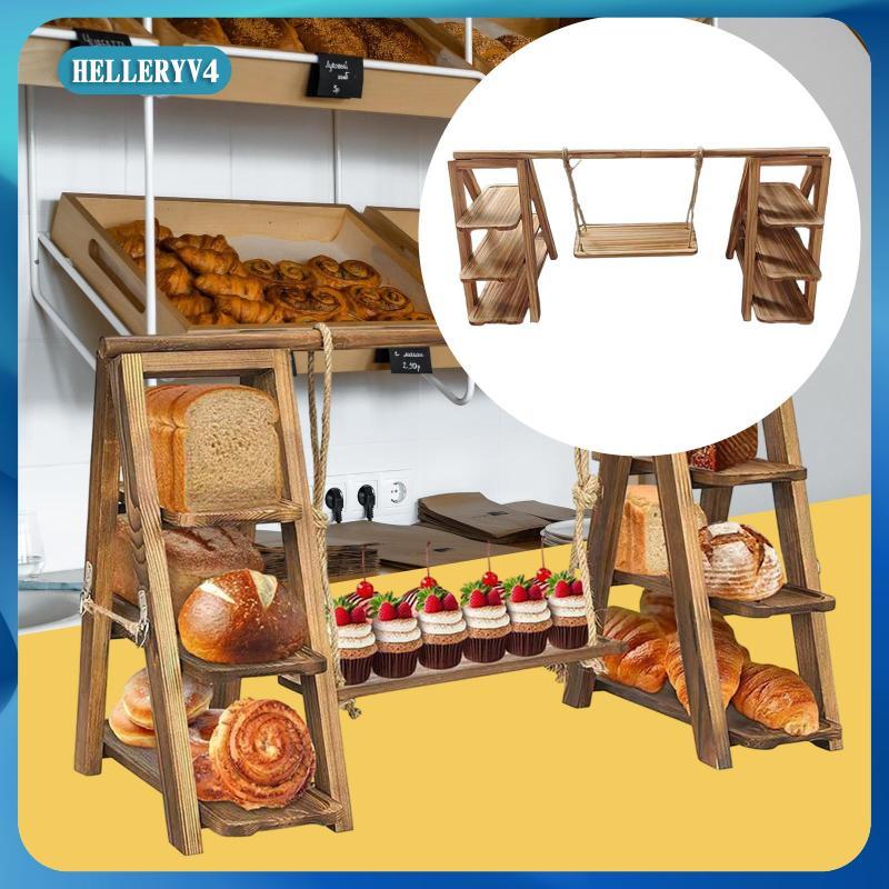 [hleryv4] Tiered Cupcake Stand ที่วางขนมไม้ชั้นวางผลไม้จอแสดงผลสําหรับ Diner ห้องครัวงานแต่งงานตาราง