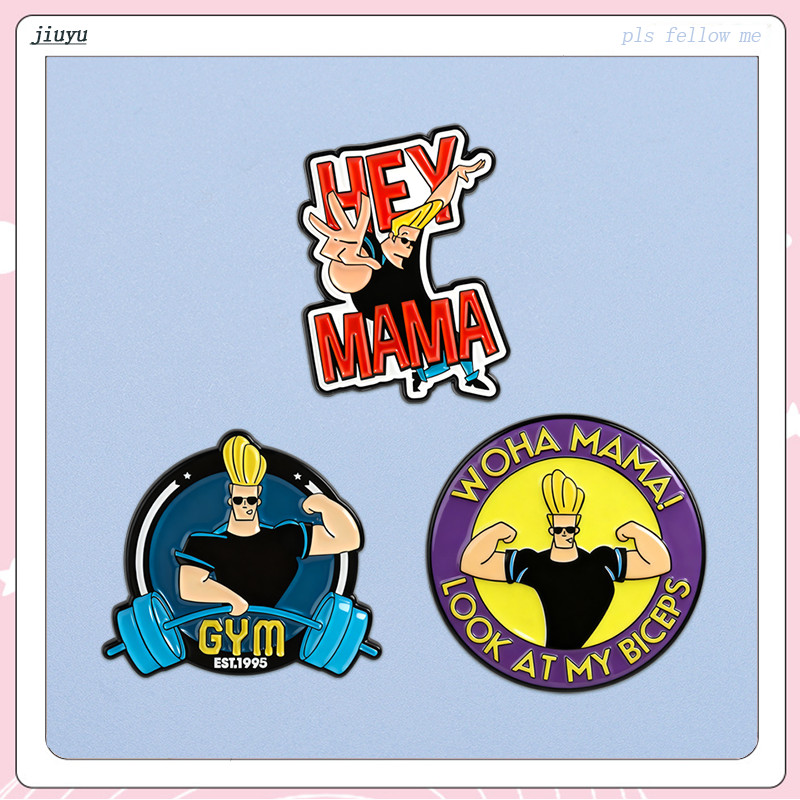 เข็มกลัดลายการ์ตูนJohnny Bravo ยุค 90s เคลือบทองคำ สำหรับสะสมและสวมใส่