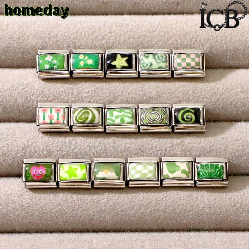 สร้อยข้อมือสแตนเลสสีเขียวลายดอกไม้อิตาลี ขนาด 9 มิลลิเมตร ส่งเสริมความสวยงามให้คุณ
