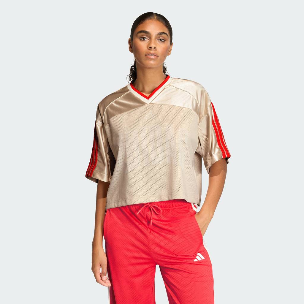 adidas Lifestyle STADIUM MESH T-SHIRT Women Beige JZ1073