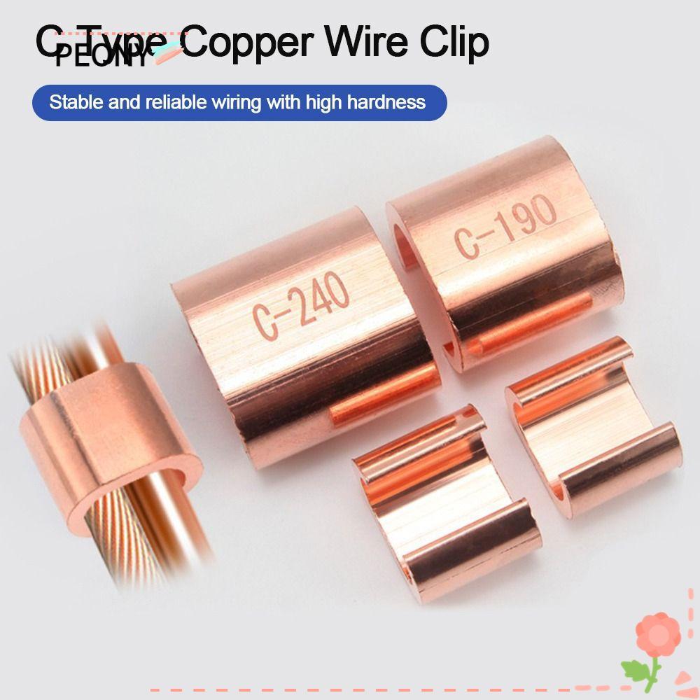 PEONYPAVILION คลิปลวดทองแดง, ขั้วต่อสายไฟชนิด C ทองแดง, สายเคเบิลแบบขนานหนีบหัวเข็มขัด Terminal Clam