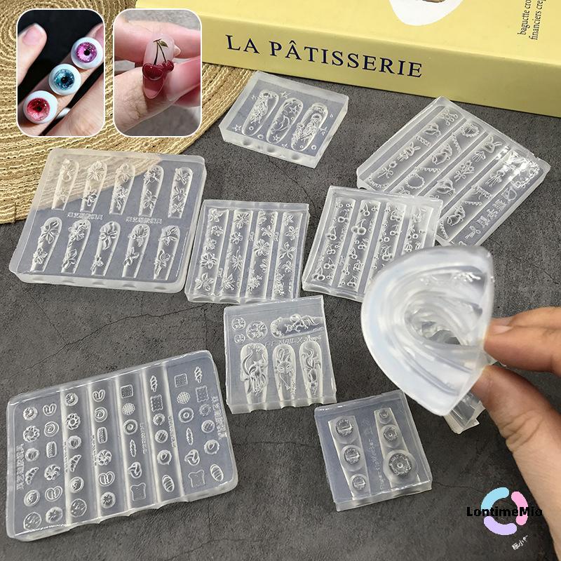 LontimeMio] 3D เล็บแม่พิมพ์ดอกไม้น้ําแข็งขนมปังแมงกะพรุน Fox Eyeball Stamping Stencils UV เจลโปแลนด์ศิลปะ Mould ซิลิโคนแกะสลักเครื่องมือ DIY ออกแบบเล็บ Charm ตกแต่งแม่แบบใหม่