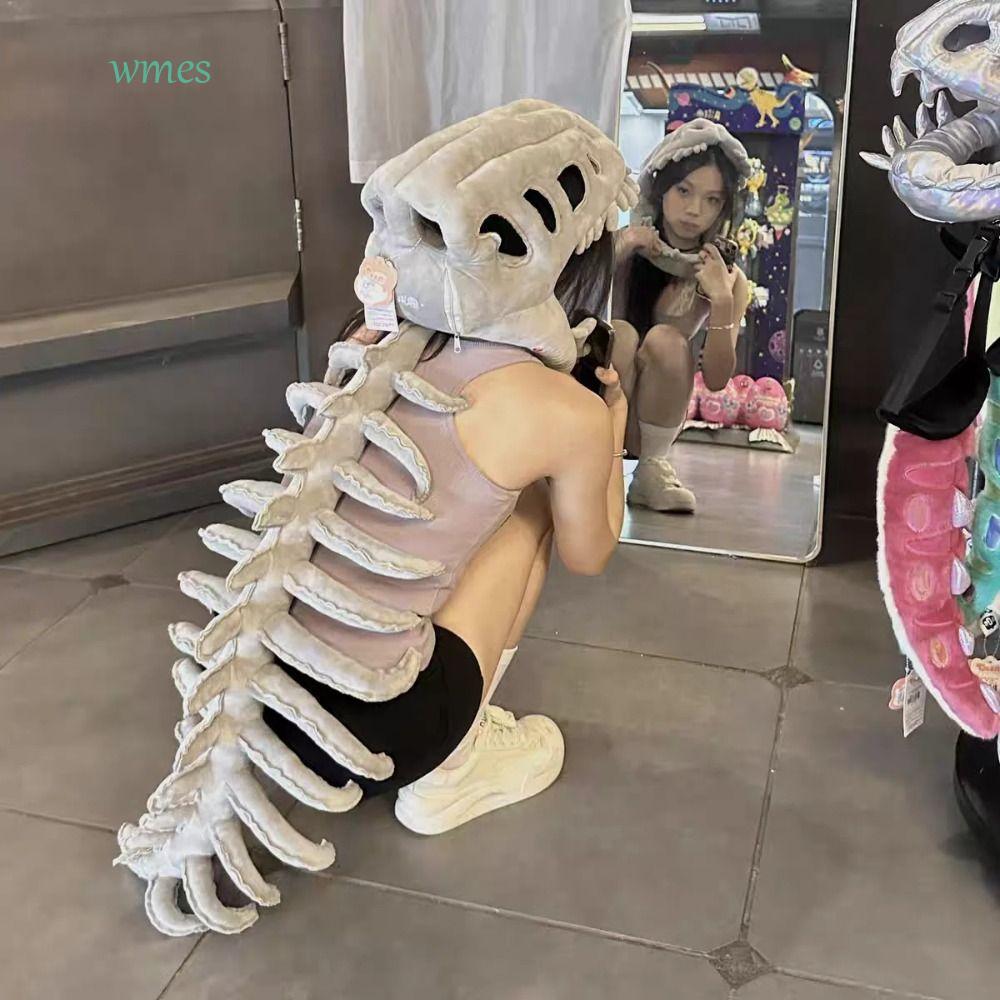 WMES1ZA ตลกคอสเพลย์ Headwear, Exoskeleton Design Plush ไดโนเสาร์โครงกระดูกหน้ากาก, สวมใส่ง่ายสําหรับเด็ก/เด็กสร้างสรรค์ของเล่นฮาโลวีนไดโนเสาร์ Skull Headgear