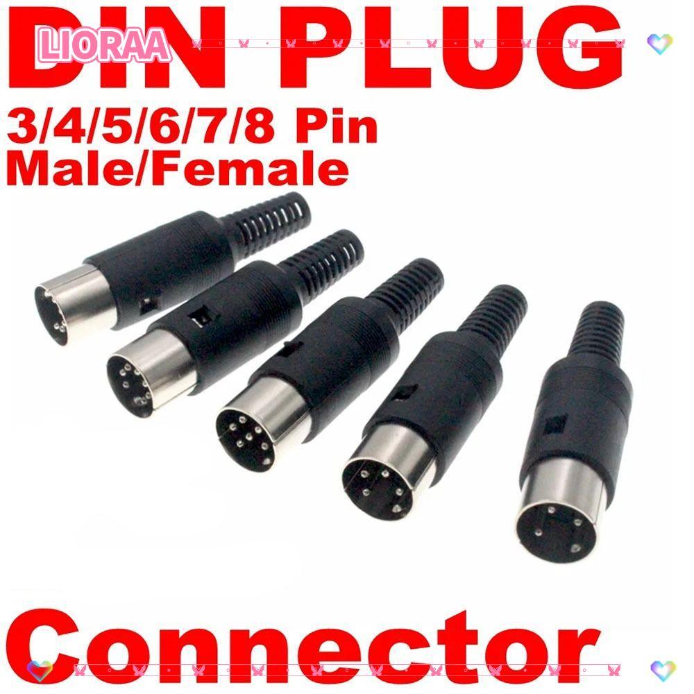 ลิโรร่า‌A DIN ชายหญิงปลั๊ก,ผู้ถือพลาสติก MIDI Power Source Plug Audio AV Connector อะแดปเตอร์, 3pin 