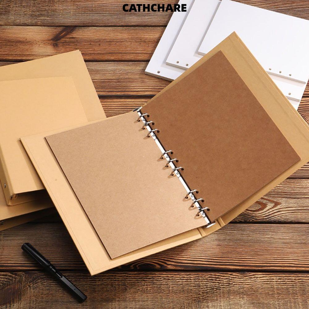 CATHCHARE294 Binder แฟ้มคลิป, A5 B5 A4 Vintage กระดาษคราฟท์ Binder Cover, กระดาษคราฟท์แฟ้มกระเป๋า
