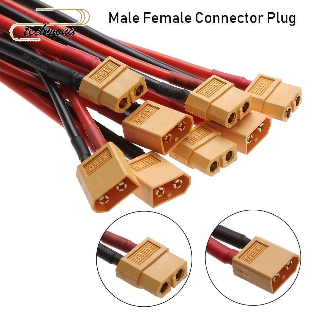 TECHWONG 100MM XT90 Connector, 2 รูปแบบหญิง / ชาย XT90 Connector, แบตเตอรี่เชื่อมต่อปลั๊กชิ้นส่วนเคร