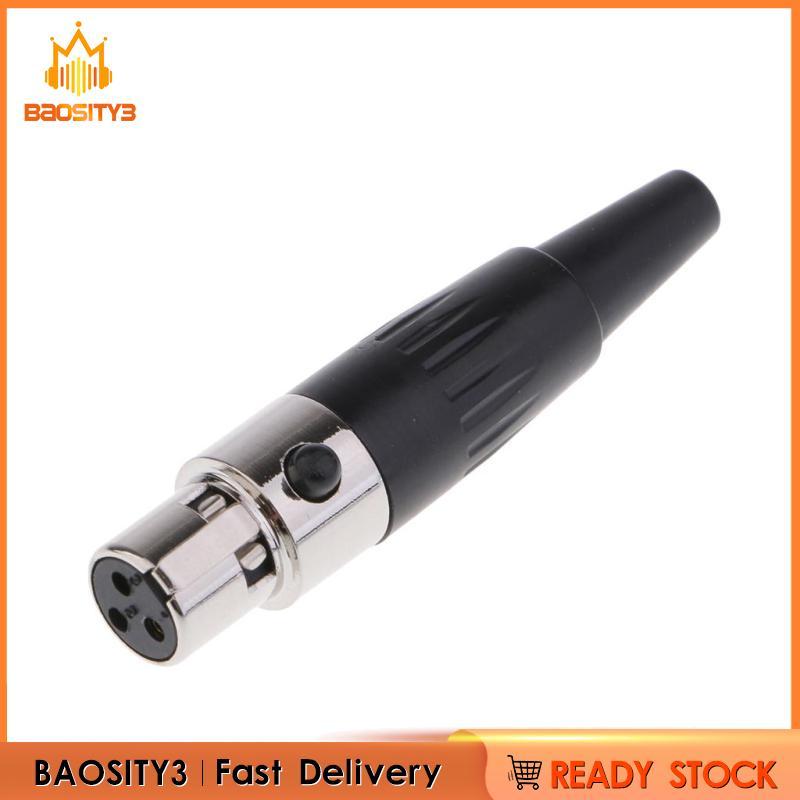 [Baosity3] Mini XLR TA3F 3Pin Female Audio Connector สายไมโครโฟน Socket Adapter สีดํา