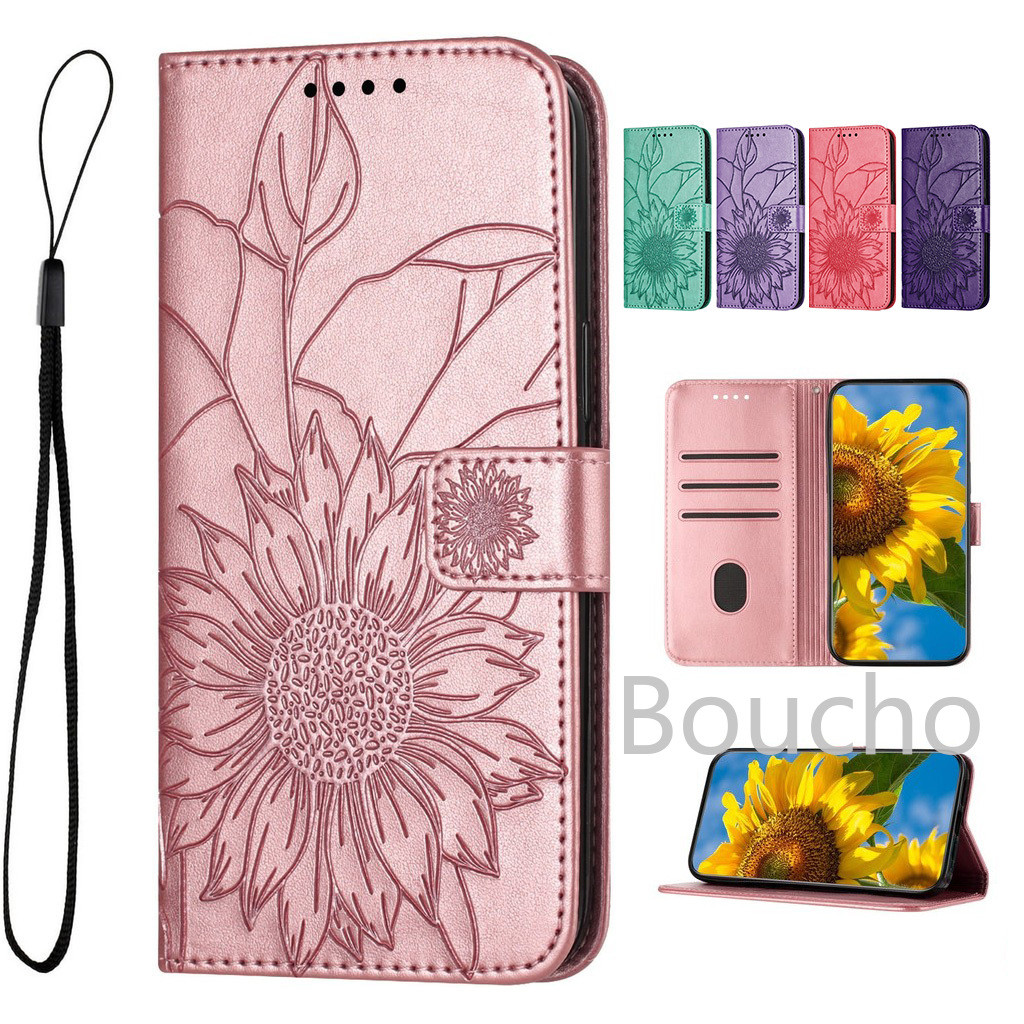 เคสโทรศัพท์สําหรับ Motorola Moto E15 E14 E13 E22 E22i E22S E32 E32S E40 E30 E20 4G 5G น่ารัก Sun ดอกไม้กระเป๋าสตางค์แม่เหล็ก PU หนังฝาครอบป้องกัน