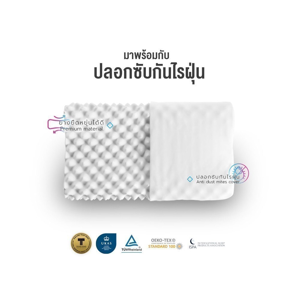 SiamLatex หมอนยางพารา Double Slopes รุ่น Soft หมอนยางพาราแท้ เกรดพรีเมี่ยม หมอนเพื่อสุขภาพ (ถุงส้ม) รูปที่ 5