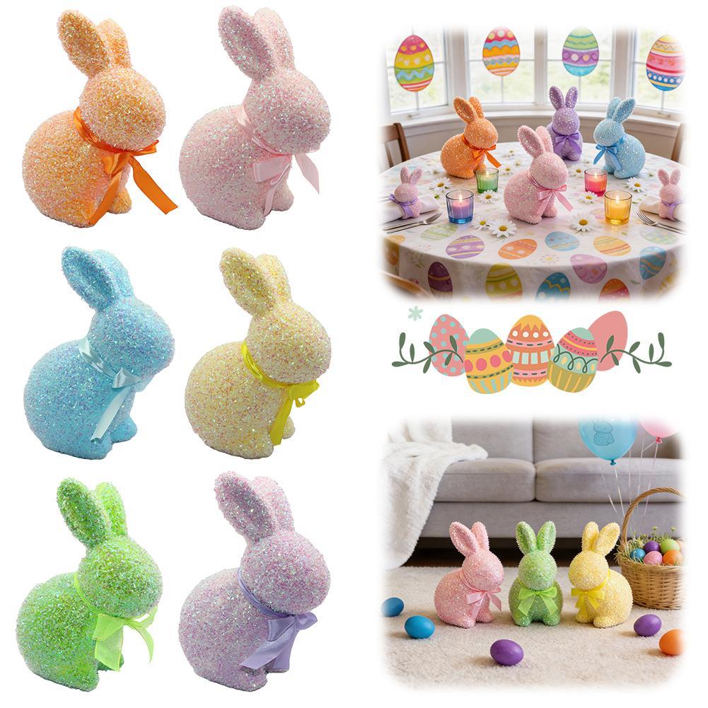 6 สีอีสเตอร์กระต่ายเครื่องประดับ Home Party Garden ตกแต่งเทศกาล P3y5