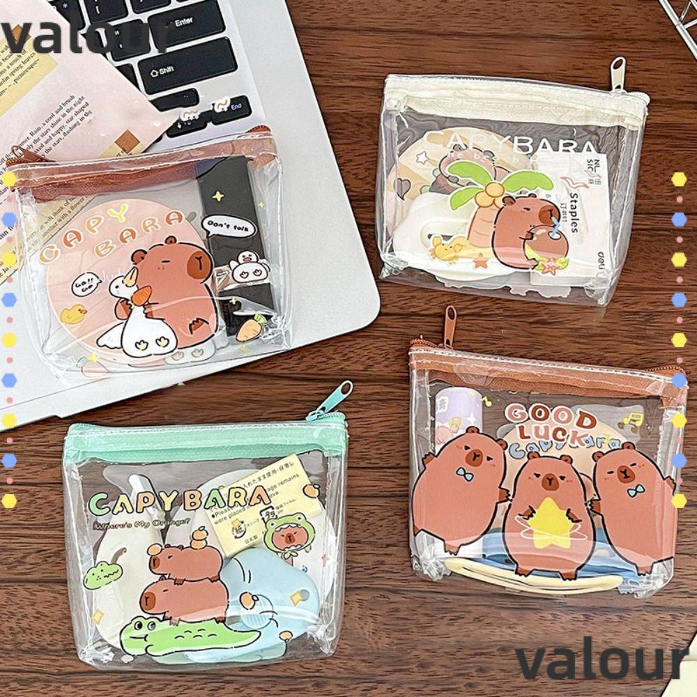 VALOUR Capibara Lipstick Bag, PVC Mini Coin Purse Wallet, Transparent Waterproof Wallet