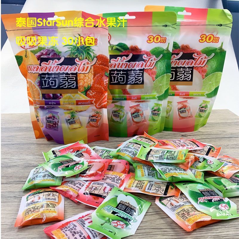 ประเทศไทยดูดวุ้น StarSun น้ําผลไม้ที่ครอบคลุมบุกพุดดิ้งแพคเกจขนาดเล็กนําเข้าขนมเด็ก 2 ถุง 3/9Z