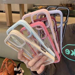 เคสโทรศัพท์ for iPhone 13 11 17 pro max Case iPhone 11 15 16 pro max 14 12 pro max 17 Air ขอบเพชรระยิบระยับ