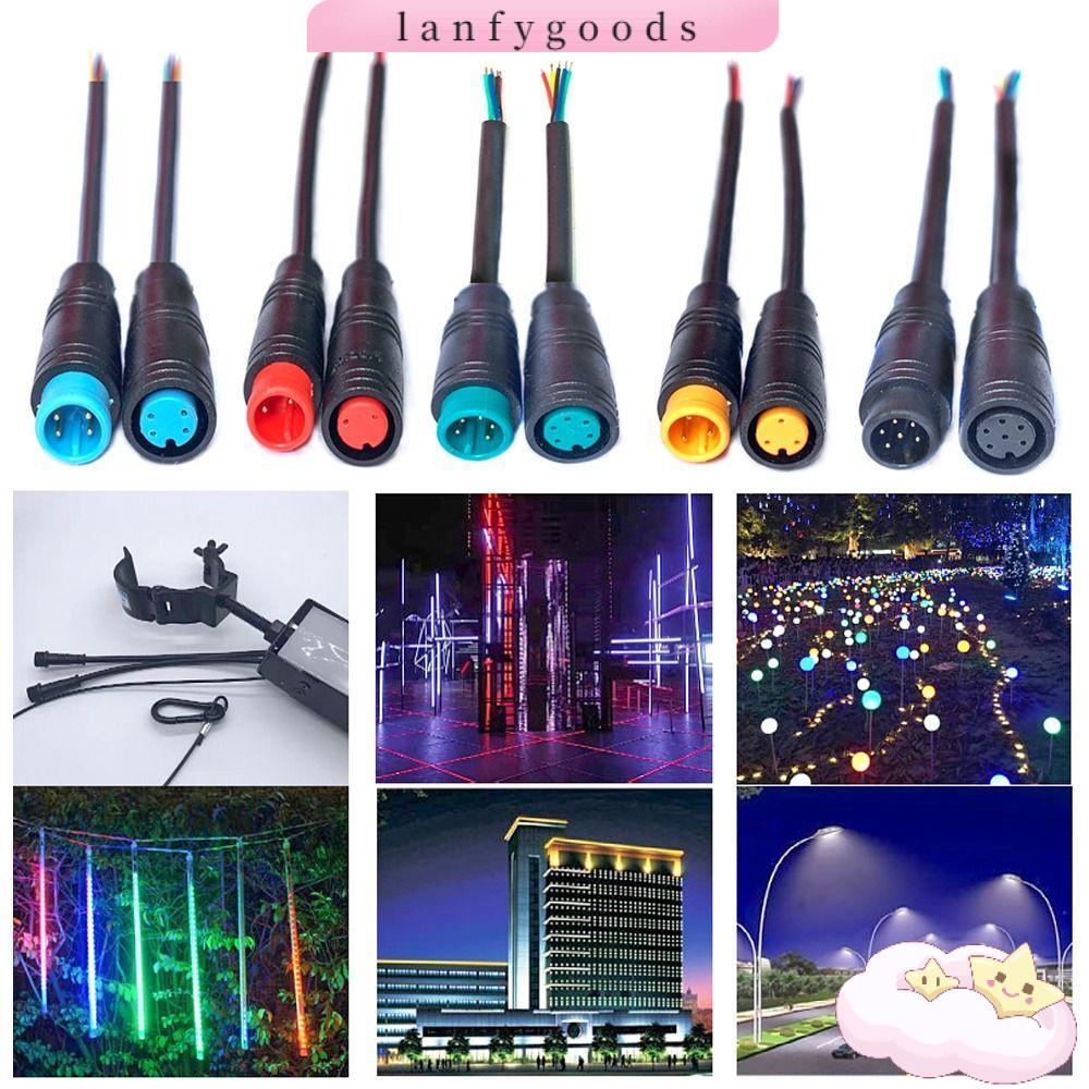 LANFYGOODS 2/3/4/5/6Pin สาย M8 สีดําสายเสริมขั้วต่อกันน้ํา