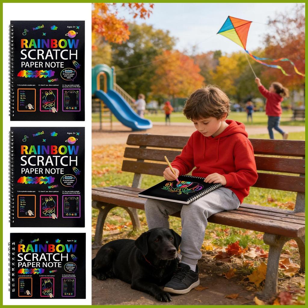 Scratch Notes Rainbow Coloring Craft Book Scratch Craft กระดาษหมายเหตุหนังสือสําหรับนักเรียนเด็กสาวห