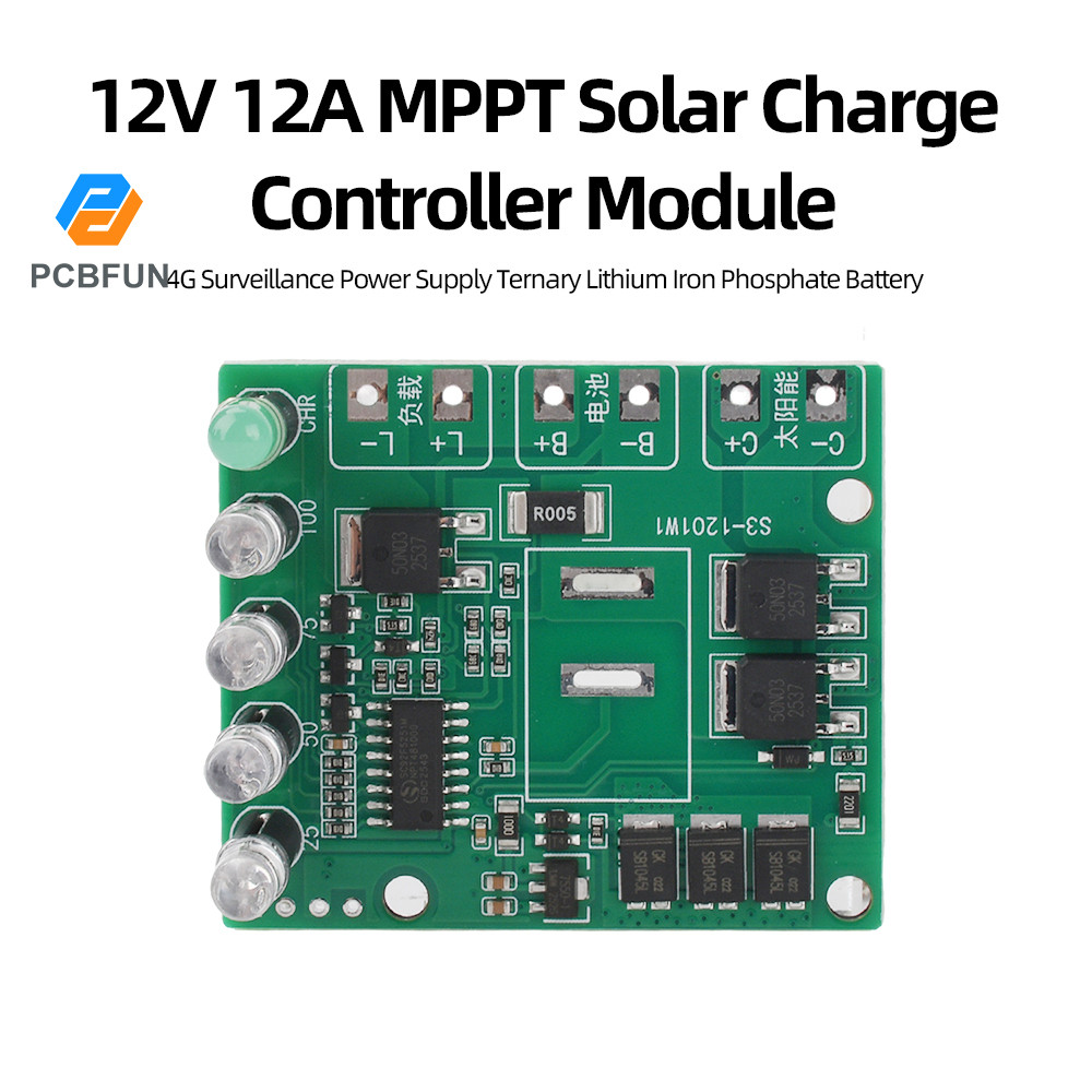 Pcbfun 12V 12A MPPT โมดูลควบคุมการชาร์จพลังงานแสงอาทิตย์ 4G การตรวจสอบแหล่งจ่ายไฟ Ternary แบตเตอรี่ลิเธียมเหล็กฟอสเฟต