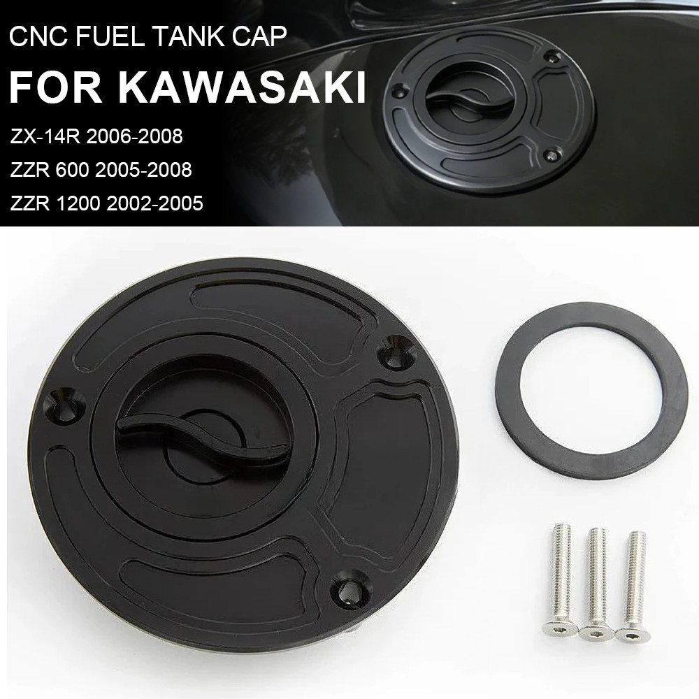 รถจักรยานยนต์อลูมิเนียมการใช้แก๊สฝาครอบถัง Keyless หมวกสําหรับ Kawasaki ZX-14R ZZR1200 ZRX1200R Z100