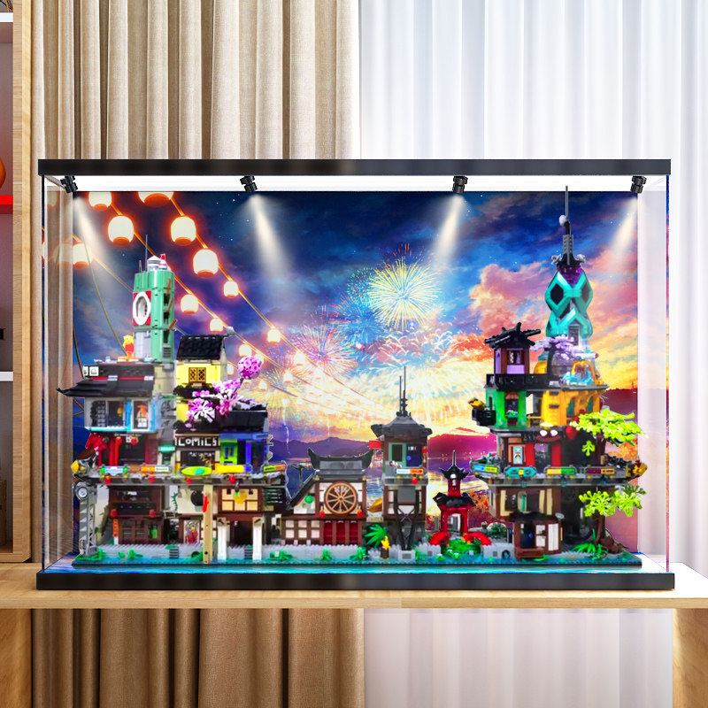 [กล่องแสดงโมเดล] กล่องแสดงอะคริลิคเหมาะสําหรับ le High 70620 Ninja City 70657 Ninja Wharf 71741 Ninj