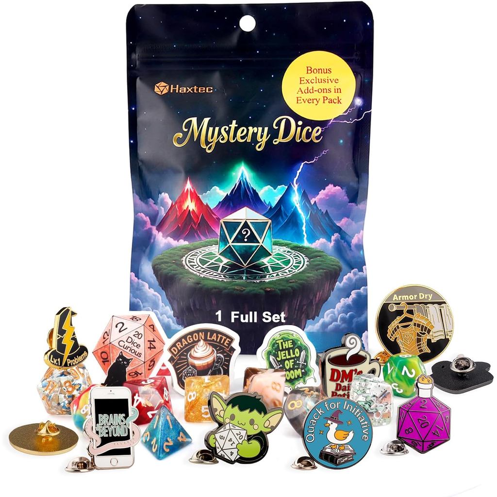 Haxtec Mystery Dice Set DND Dice Wide Range of Patterns ลูกเต๋าเกม Polyhedral สําหรับ Tabletop & RPG