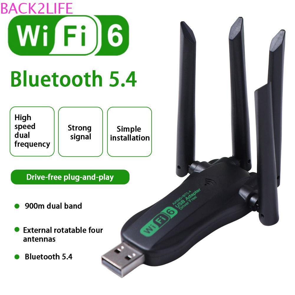 BACK2LIFE อะแดปเตอร์ USB WiFi6 Dual Band, 2.4G/5Ghz AX900 900Mbps WiFi Dongle, Plug Play บลูทูธทรงพล