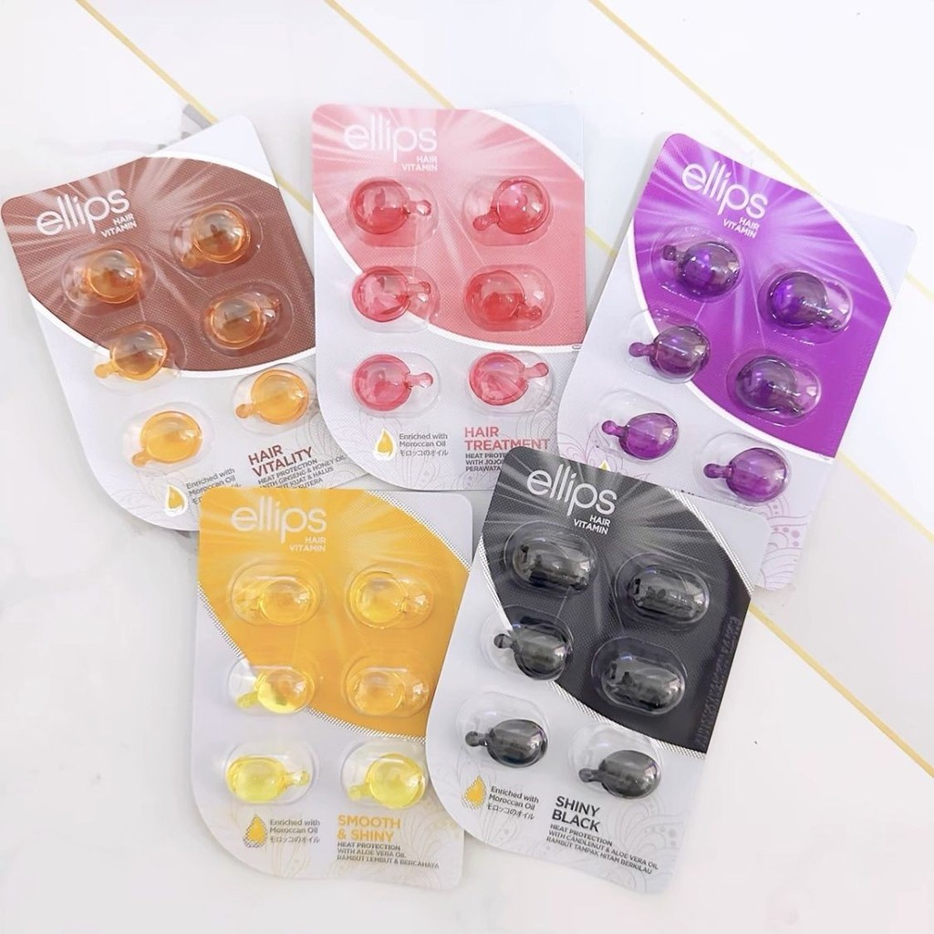 อินโดนีเซียท้องถิ่น ellips Hair Care Essential Oil แคปซูล 6 แคปซูลแพ็ค Bali Deep Nourishing Soft Rep