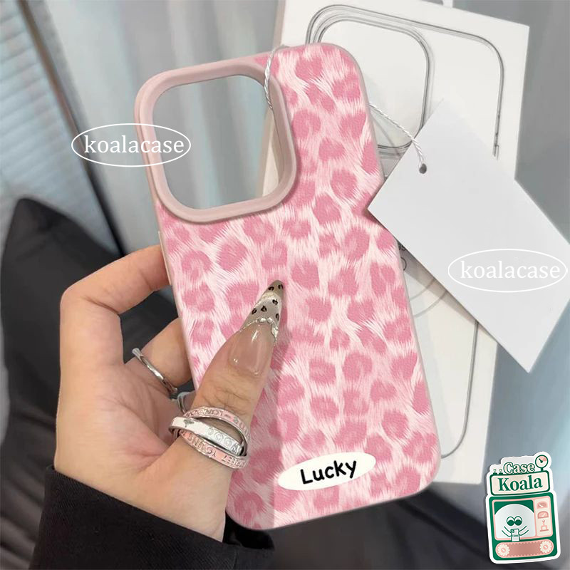 เคสไอโฟน เหมาะสำหรับ IPhone 11 17 AIR XR 15 16 12 13 14 Pro Max XS X XR Max 16 14 15 Plus เคสพรีเมียมลายเสือดาวสีชมพู