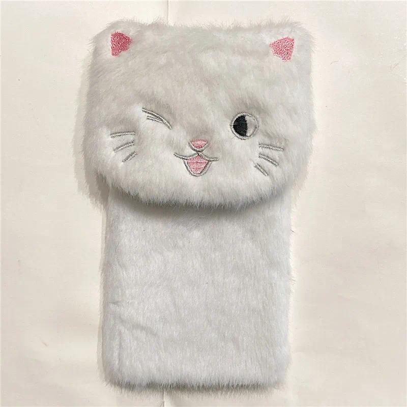 3Dแมวตุ๊กตาFluffy Furผู้ถือโทรศัพท์สําหรับVIVO V70 V60 V50 V40 Y05 Y500i Y31D Y29 Y28 Y27 Y400 Y100 Y04 Y03 Y35 Y36 Y21D Y19 Y17 Y16S Soft Shell