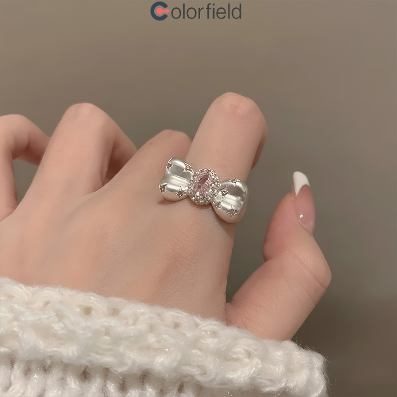 Colorfield แหวนสไตล์เจ้าหญิง ดีไซน์น่ารัก ผูกโบว์ สำหรับผู้หญิง แฟชั่น ดีไซน์ไม่ซ้ำใคร ผิวด้าน แบบเปิด แหวนหางปลา-COD💖