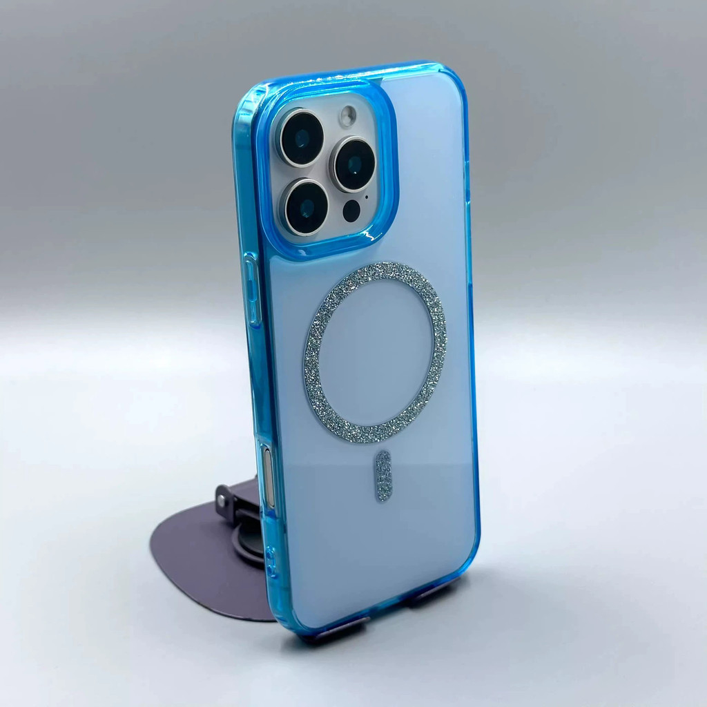 เหมาะสําหรับ 16Promax เคสโทรศัพท์สีอะคริลิคแหวนแวววาวแม่เหล็กเคสป้องกันแบบรวมทุกอย่างเข้ากันได้กับ i